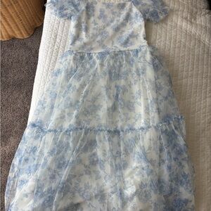 Cat & Jack White Dress with Light Blue Floral Print